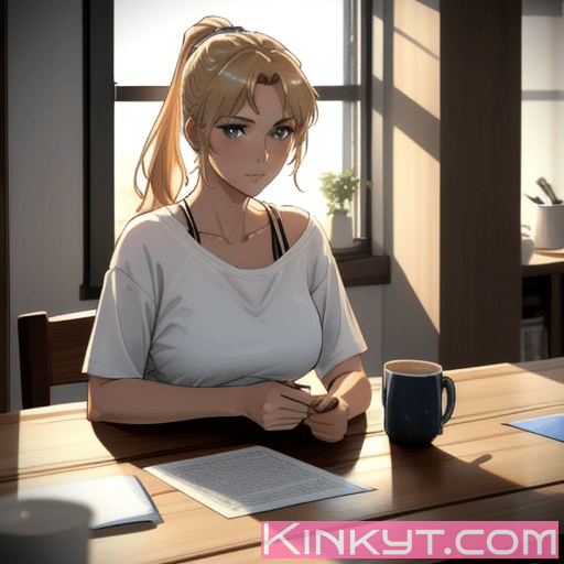 Sanna at the coffee table