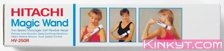 The original packaging for the Hitachi Magic Wand massager.